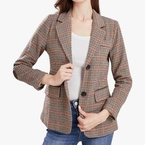 EBOSSY Women’s Boyfriend Houndstooth Plaid Blazer